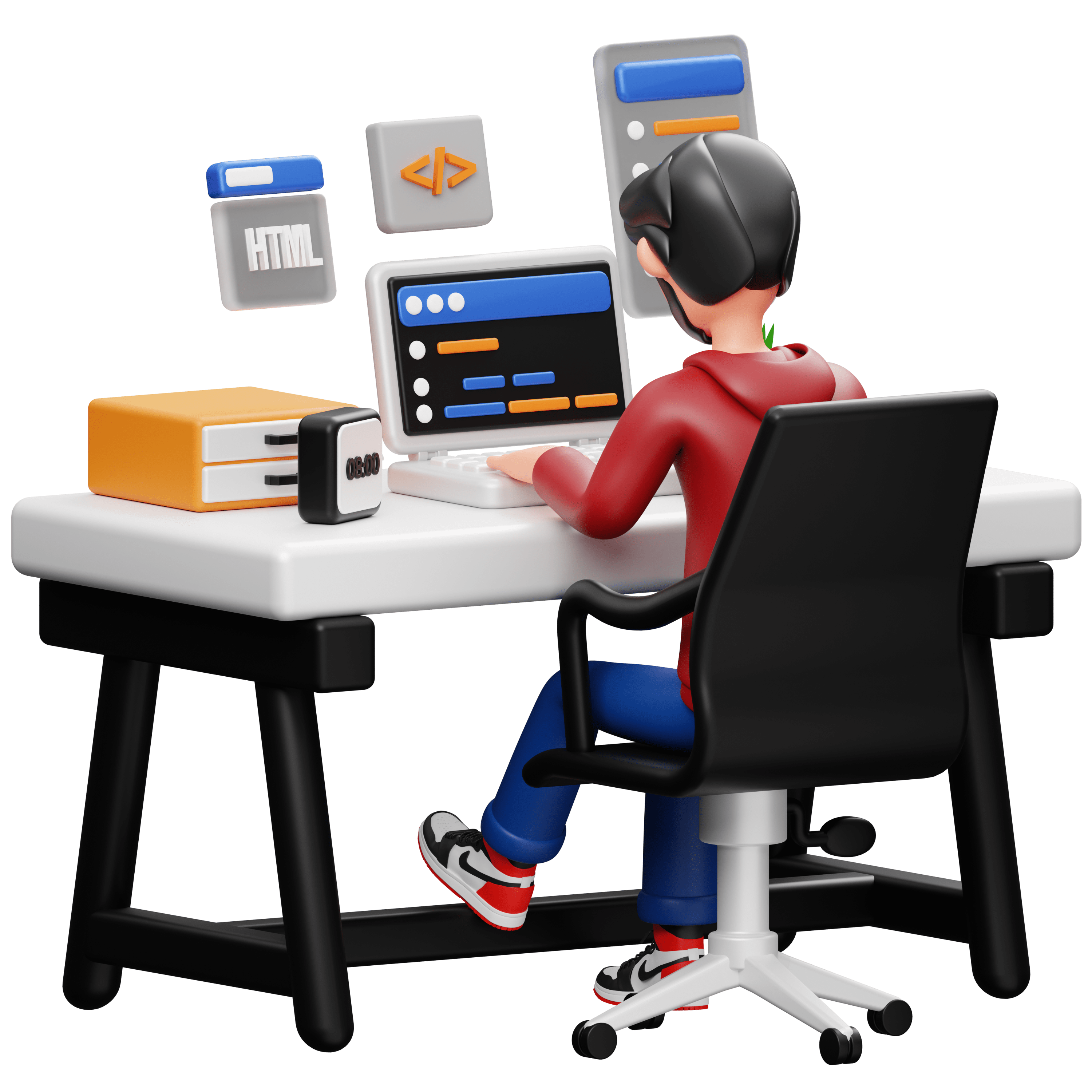 Illustration d'un développeur sur son ordinateur